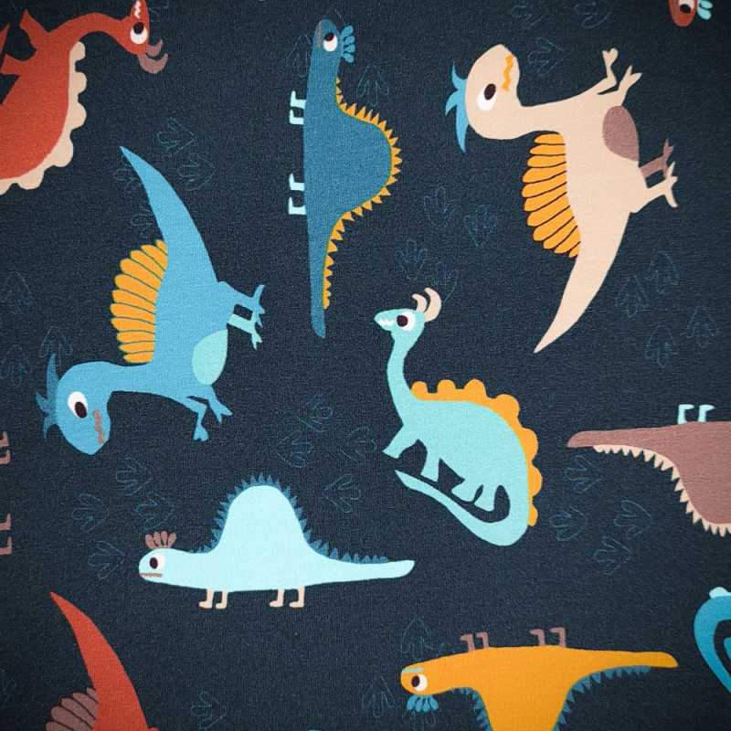 Tissu Jersey Coton Imprim Dinosaures Oeko Tex Boulevard Tissus